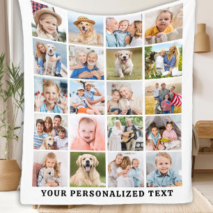 Modern Family Personalised Cute 20 Photos Collage Fleece Blanket