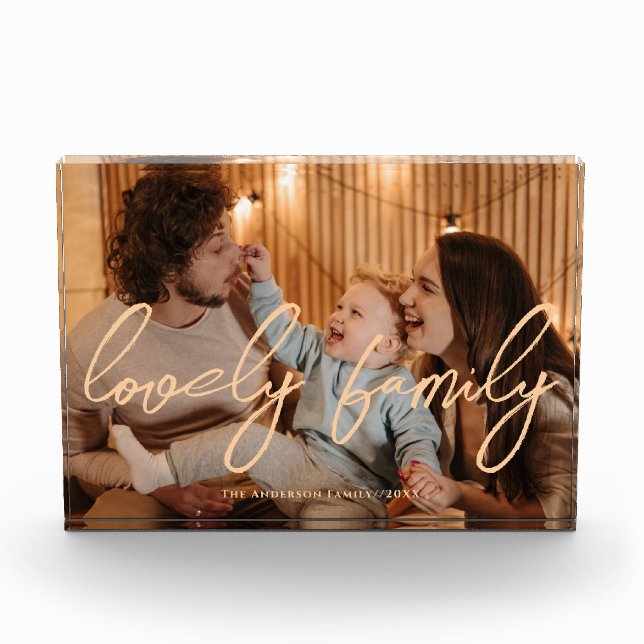 Modern Family Personalised Script Photo Block (Front)