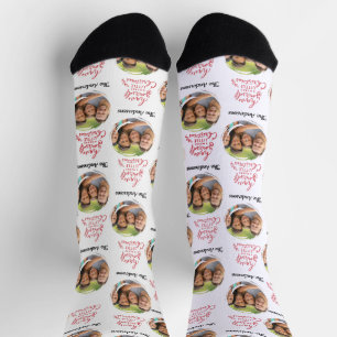 Modern Family Photo and Name Merry Christmas  Socks