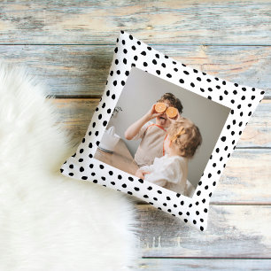 Modern Family Photo & Black Dots Beauty Gift Cushion