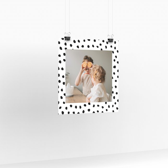 Modern  Family Photo & Black Dots Beauty Gift Poster (Creator Uploaded)