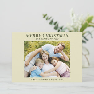 Modern Family Photo Christmas Beige Holiday Card