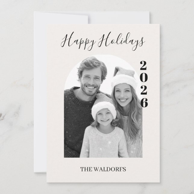 Modern Family Photo Christmas Card | Happy Holiday (Front)