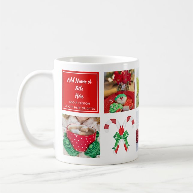 Modern Family Photo Christmas Gift with Templates Coffee Mug (Left)