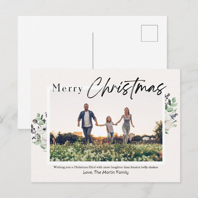 Modern Family Photo Christmas Postcard (Front/Back)