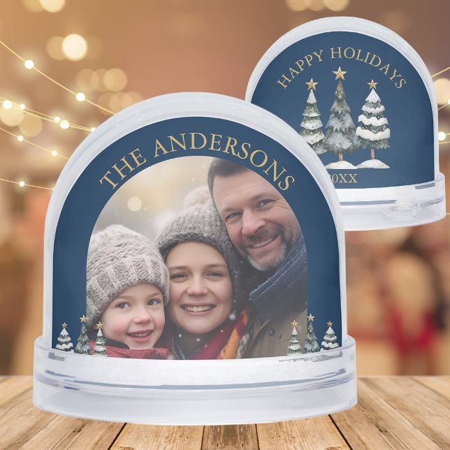 Modern Family Photo, Christmas Trees Keepsake  Snowglobe (Creator Uploaded)