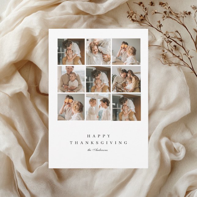 Modern Family Photo Collage Happy Thanksgiving  Invitation (Creator Uploaded)
