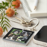 Modern family photo collage monogram key ring<br><div class="desc">Modern family photo collage and monogram keychain.
You can add your own family or pet photos and change the monogram.</div>