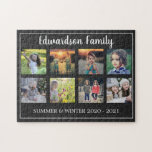 Modern family photo collage monogrammed 8 photos jigsaw puzzle<br><div class="desc">Family photo collage of 8 photos monogrammed jigsaw puzzle.
You can personalise it and add your most beautiful photos and name and text. Great fun !</div>