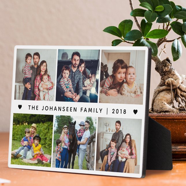 Modern Family Photo Collage Template Cute Keepsake Plaque (Creator Uploaded)