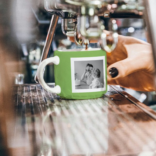 Modern  Family Photo Green Simple Lovely Gift Espresso Cup (Creator Uploaded)
