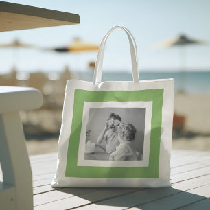Modern  Family Photo Green Simple Lovely Gift Tote Bag