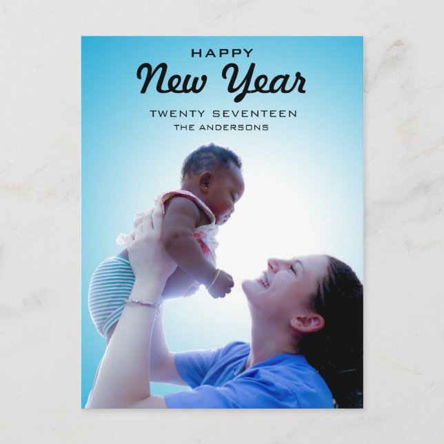 Modern Family Photo | Happy New Year 2017 Holiday Postcard (Front)