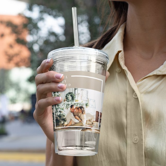 Modern Family Photo | Joyful Merry Blessed  Acrylic Tumbler (Creator Uploaded)