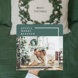 Modern Family Photo Joyful Merry Blessed Green