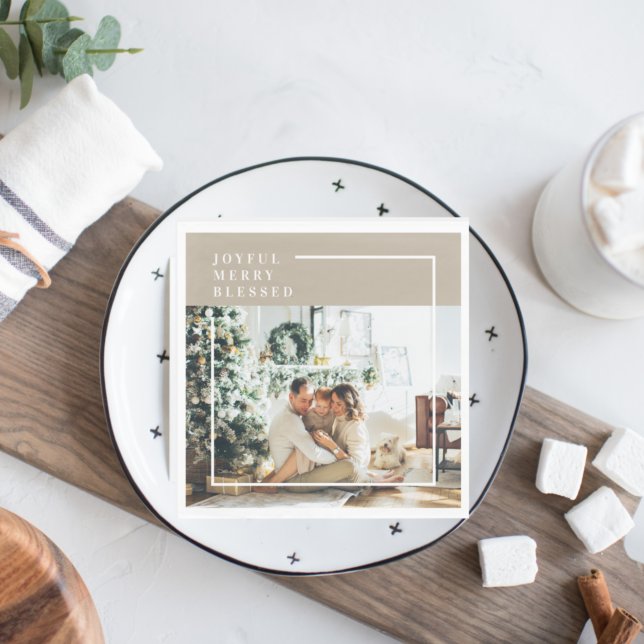 Modern Family Photo | Joyful Merry Blessed  Napkin (Creator Uploaded)