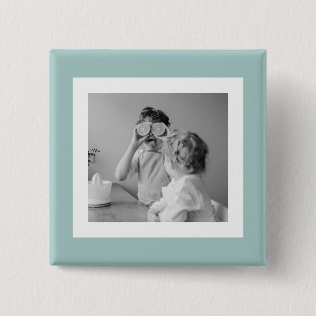 Modern  Family Photo Mint Simple Lovely Gift 15 Cm Square Badge (Front)