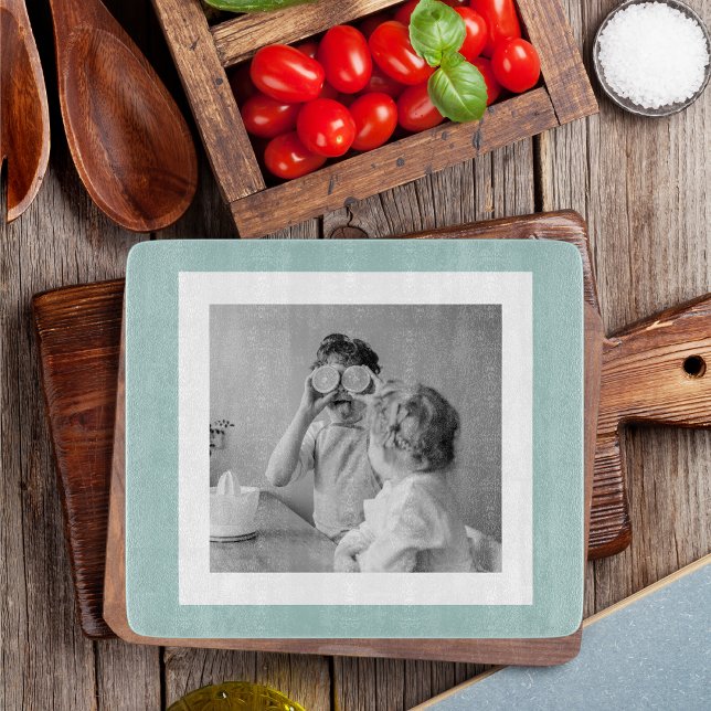Modern  Family Photo Mint Simple Lovely Gift Cutting Board (Creator Uploaded)