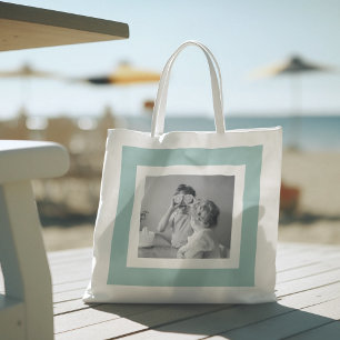 Modern  Family Photo Mint Simple Lovely Gift Tote Bag