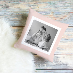 Modern  Family Photo Pastel Pink Simple Gift Cushion