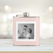 Modern  Family Photo Pastel Pink Simple Gift Hip Flask