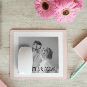 Modern Family Photo Pastel Pink Simple Gift Mouse Pad