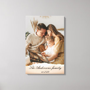Modern Family Photo & Personalised Name Gift Canvas Print