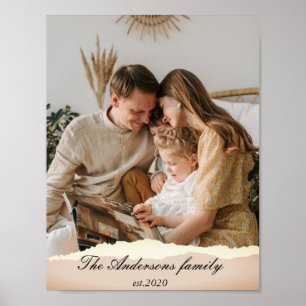 Modern Family Photo & Personalised Name Gift Poster