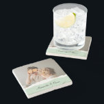 Modern Family Photo & Personalised Name Mint Gift Stone Coaster<br><div class="desc">Introducing the Modern Family Photo & Personalised Name Mint Gift! This unique and thoughtful gift is designed to celebrate and cherish your family's special moments.Give the gift of cherished memories and personalised sweetness with the Modern Family Photo & Personalised Name Mint Gift. It's a meaningful and delightful way to celebrate...</div>