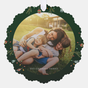 Modern Family Photo Rustic Christmas Holidays Tree Decoration Card