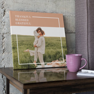 Modern Family Photo Thankful Blessed Grateful Canvas Print