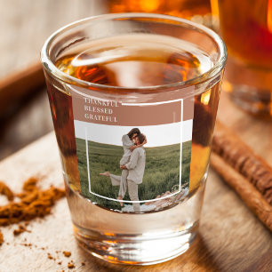 Modern Family Photo Thankful Blessed Grateful Shot Glass