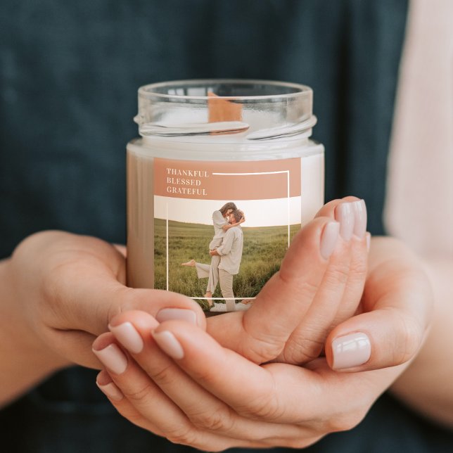 Modern Family Photo | Thankful Blessed Grateful Square Sticker (Creator Uploaded)