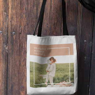 Modern Family Photo Thankful Blessed Grateful Tote Bag