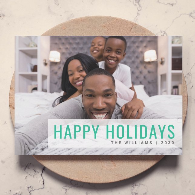 Modern Family Photo | Vibrant Green Christmas Holiday Card (Creator Uploaded)
