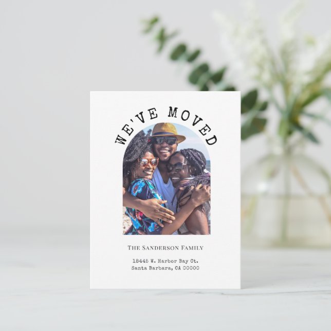 Modern Family Photo We've Moved New Address   Postcard (Standing Front)