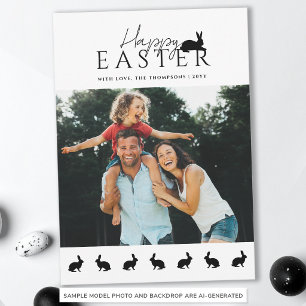 Modern Family Photo With Bunnies Stylish Easter Card