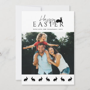 Modern Family Photo With Bunnies Stylish Easter Card