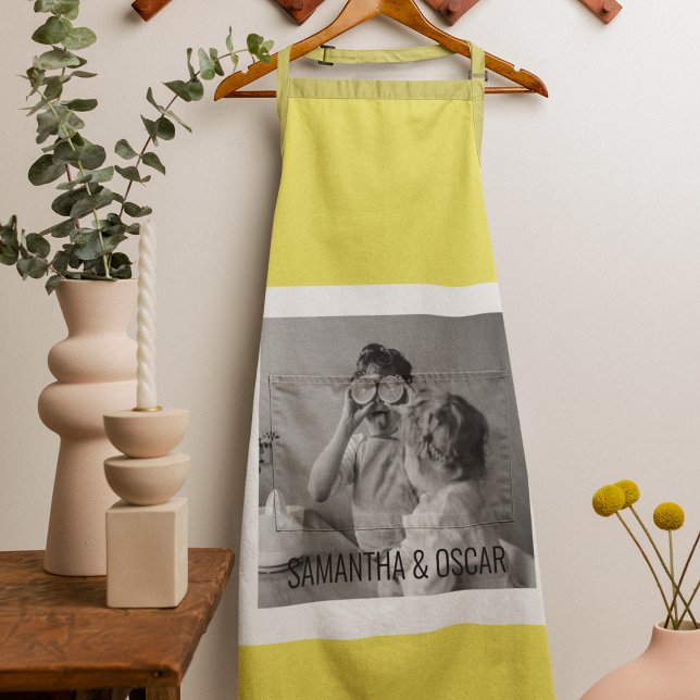 Modern  Family Photo Yellow Simple Lovely Gift Apron (Creator Uploaded)