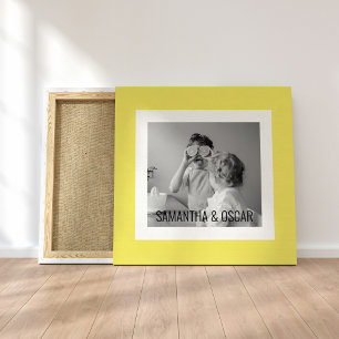 Modern Family Photo Yellow Simple Lovely Gift Canvas Print