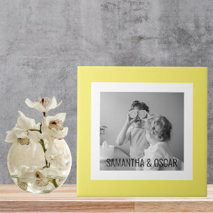 Modern  Family Photo Yellow Simple Lovely Gift Ceramic Tile