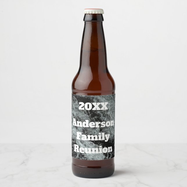 Modern Family Reunion Black White Falling Water Beer Bottle Label (Front)