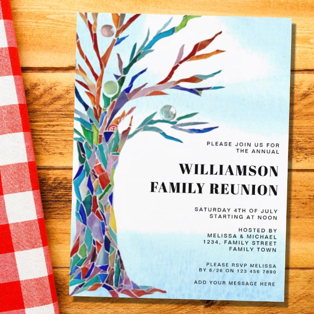 Modern Family Reunion Family Tree  Invitation Postcard (Creator Uploaded)