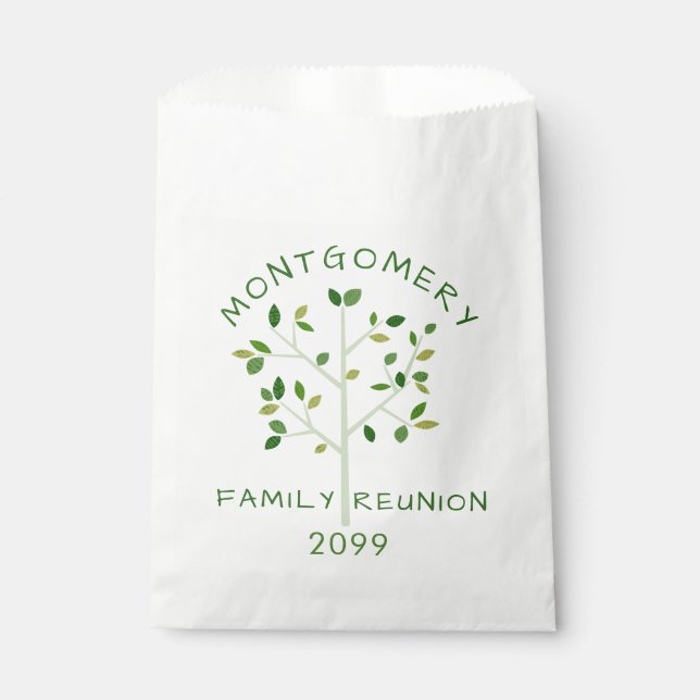 Modern Family Reunion Family Tree Personalised Favour Bag (Front)