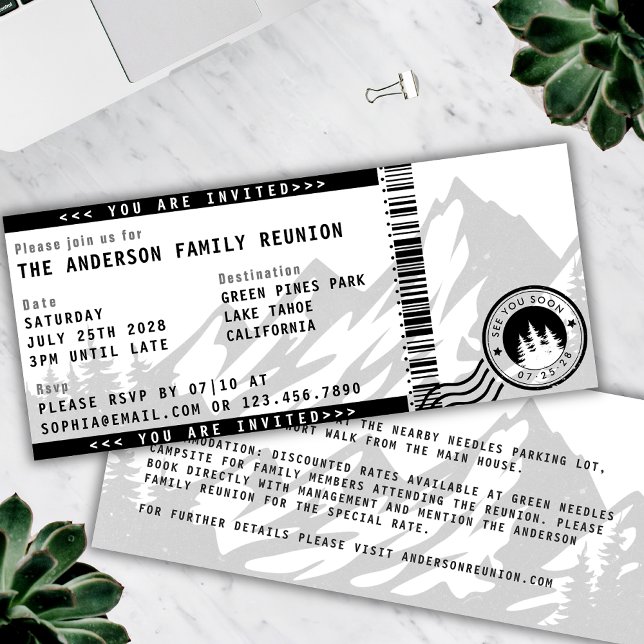 Modern Family Reunion Gathering Outdoor Ticket  Invitation (Creator Uploaded)