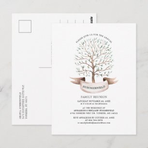 Modern Family Reunion Genealogy Tree Watercolor Postcard