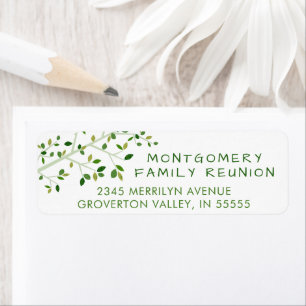 Modern Family Reunion Green Tree Return Address Label