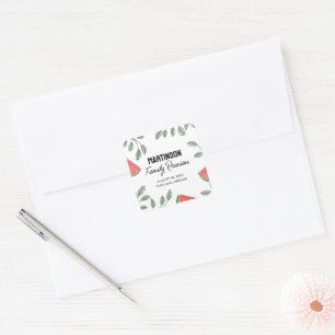 Modern Family Reunion Summer Tree Watermelon Square Sticker