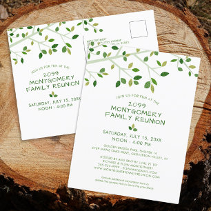 Modern Family Reunion Tree Green Invitation Postcard
