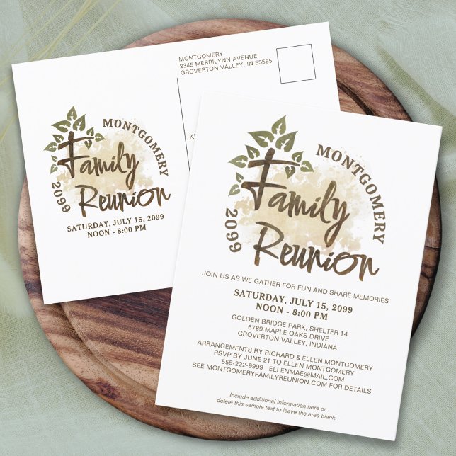 Modern Family Reunion Tree Invitation Postcard (Creator Uploaded)